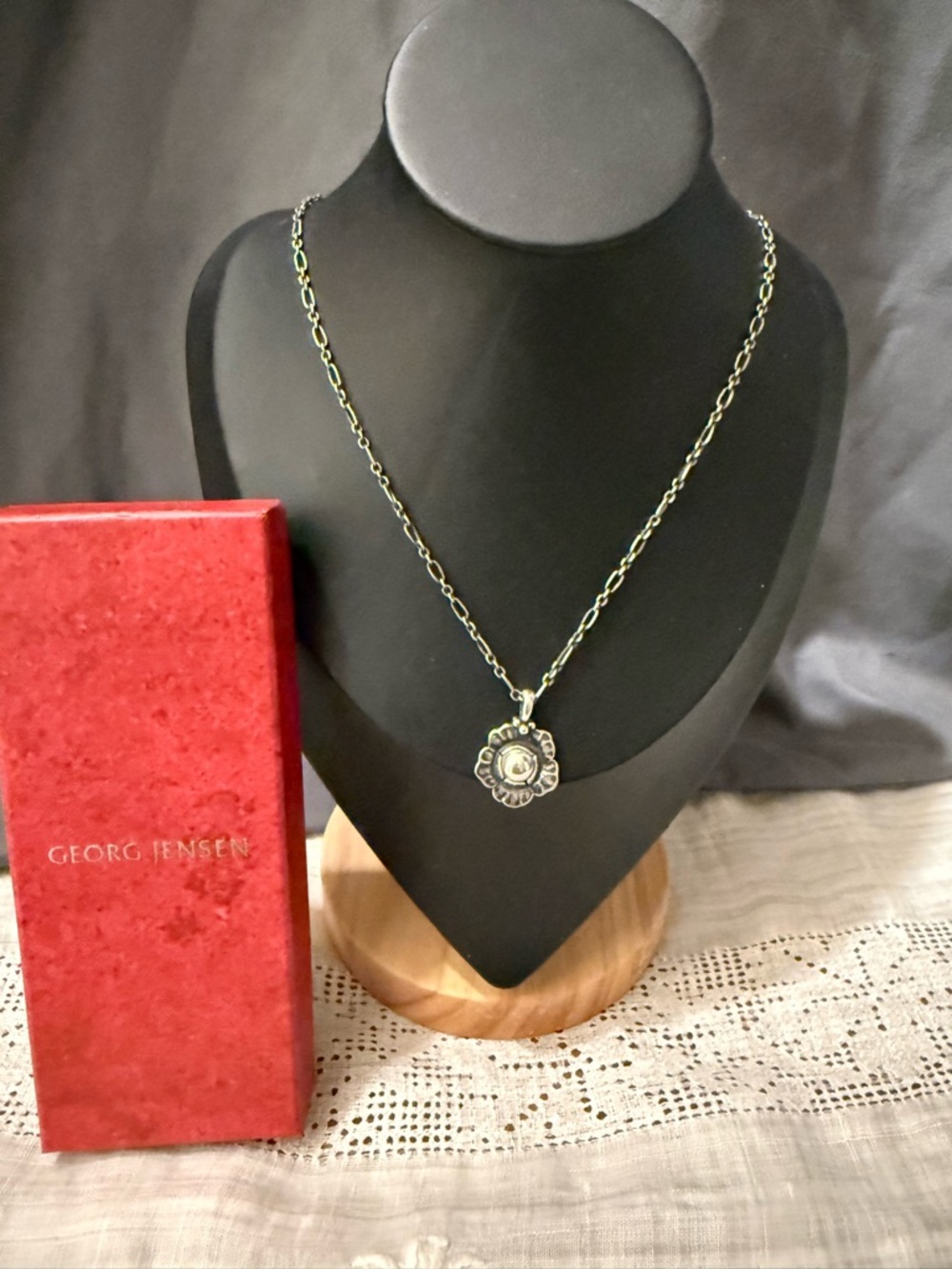 Georg Jensen Silver Floral Medallion Necklace